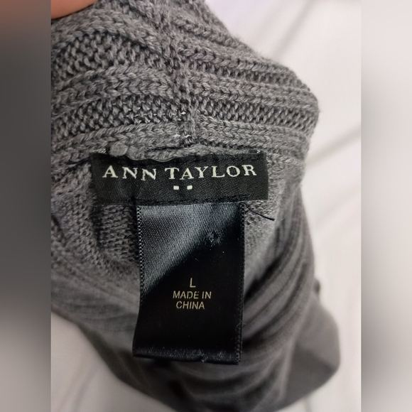 ANN TAYLOR Coatigan Office L Gray Women's Open Front Cardigan Duster Sweater - Picture 2 of 8